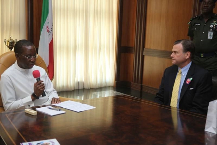 Governor Okowa and US Ambassador to Nigeria, Stuart Syminton