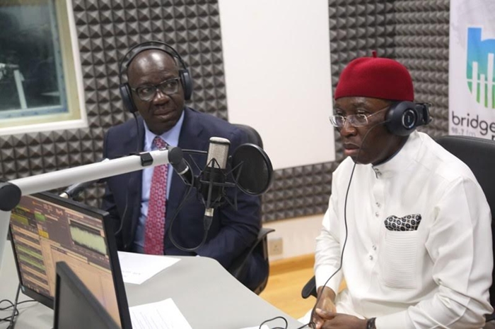 Obaseki and Okowa at Bridge Radio Asaba