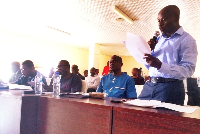 Engr Akere Kola, Consultant to the Delta State Government on Asaba Airport Project Briefing the Works Committee