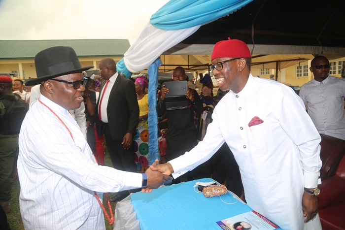 Delta State Governor, Senator Ifeanyi Okowa (right) and Immediate Past Governor of Delta State, Dr. Emmanuel Uduaghan