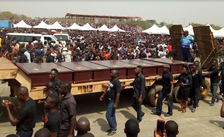 Truck Conveying Coffins of Massacred Benue Killings for Mass Burial