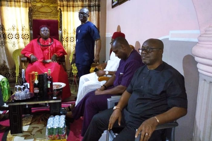 Former Secretary to Delta State Government, Comrade Ovuozourie Macaulay at the Palace Odion of Emevor, His Royal Majesty, Solomon Onovoghakpo