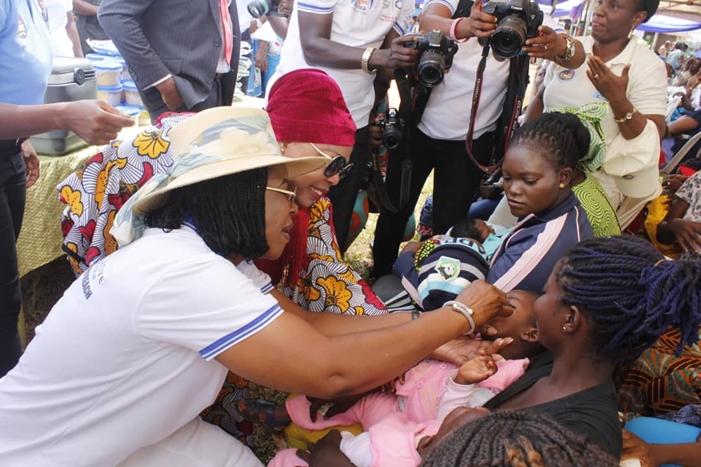Hon Angela Nwaka looks on as Delta First Lady, Dame Edith Okowa Vaccinates Children at Aniocha South during the 05 Medical Outreach
