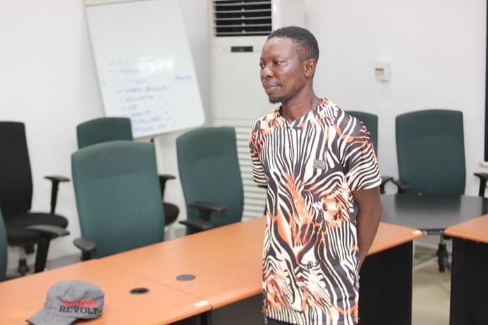 Alleged land grabber, Efosa Omoruyi alias Egbowo of Evbuodia Community in Iyekogba, nabbed and handed over to security agents by Members of the Edo State Private Property Protection Taskforce.