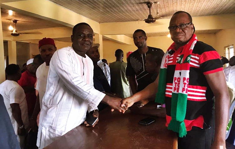 Hon Alphonsus Ojo, Member Representing Ukwuani Constituency, Delta State House of Assembly and Engr Patrick Kaine, Chairman, PDP Ukwuani Local Government Area