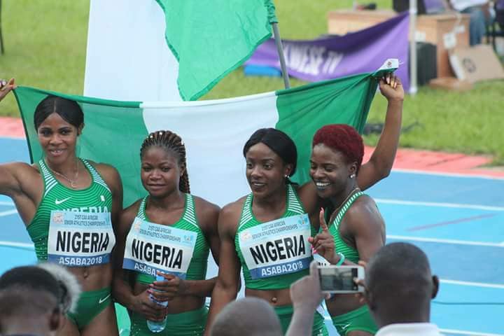 Okagbare and 4X100 Women Gold Medalists