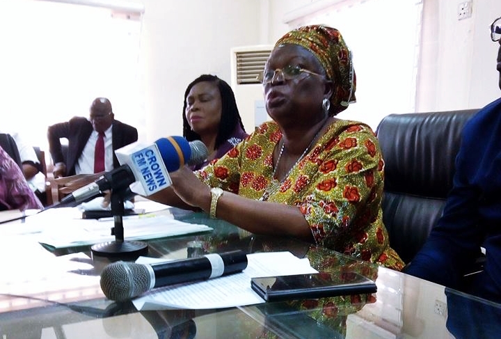 Delta State Commissioner for Women Affairs, Mrs Omatsola Williams at the 2018 Ministerial Press Briefing