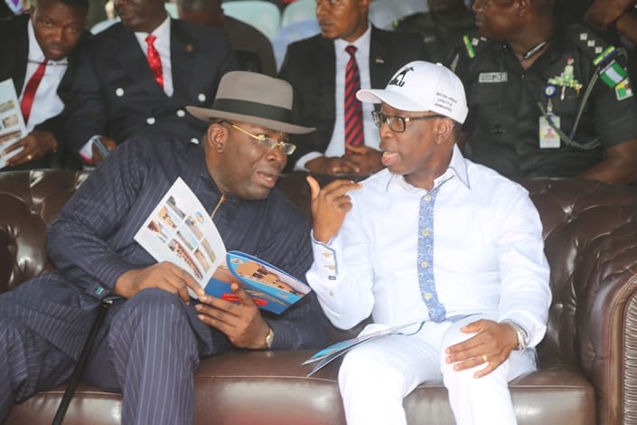 Delta State Governor, Senator Ifeanyi Okowa (right) and Governor of Bayelsa State, Hon. Seriake Dickson