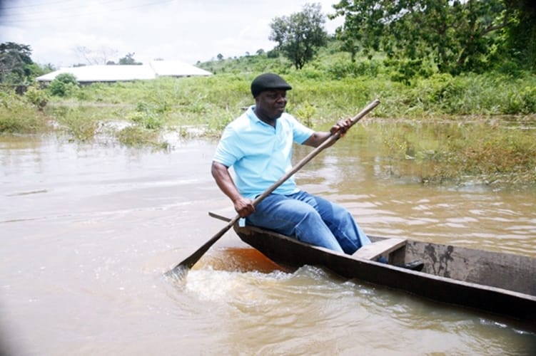 Governor Emmanuel Uduaghan on an Inspection of Flood Ravaged Villages in Delta During the 2012 Flood Disaster