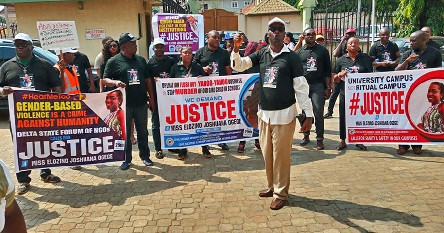 Civil Society Organizations Protest Ritual Killing of Miss Elozino Ogege in Asaba