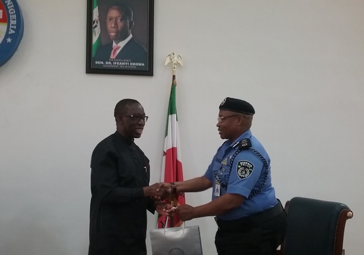 Delta State Governor Sen Ifeanyi Okowa during a courtesy call by the Assistant Inspector General of Police (AIG), Zone 5 Usman Alkali Baba Usman
