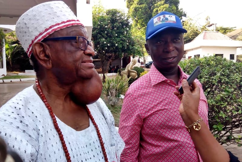 L-R: Iyase of Asaba, Chief Patrick Isioma Goodluck Onyeobi and Anioma Star Prince, Hon. Ned Nwoko
