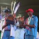 Delta State Governor, Senator Ifeanyi Okowa Lifts the Trophy Won by Team Delta at the 2018, 19th National Sport Festival held in Abuja