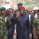 Delta State Governor, Senator Ifeanyi Okowa (middle), General Officer Commanding 6 Division Nigerian Army/Land Component Commander JTF, Major General Jamil Sarham, representing the Chief of Army Staff (right), the Speaker of the State House of Assembly, Rt Hon Sheriff Oborevwori (behind), Acting Commander 63 Brigade, MHB Mamu (left), during the inauguration of 63 Brigade, Nigerian Army in Asaba. PIX: BRIPIN ENARUSAI