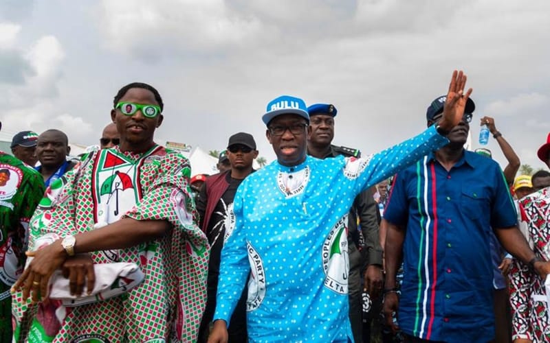 (R-L) Governor Ifeanyi Okowa and Rt. Hon. Friday Ossai Osanebi at an Event