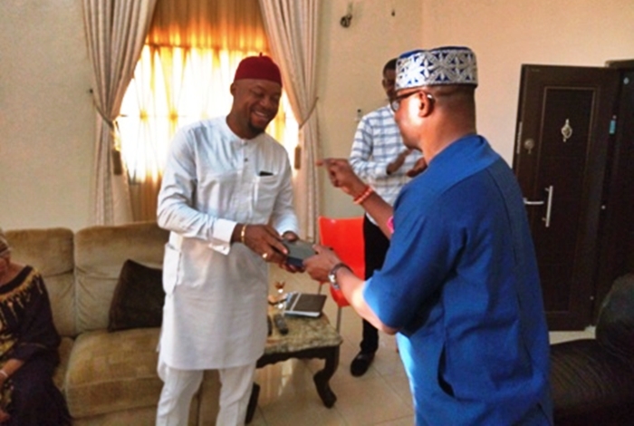 Chief Henry Nonso Ugbolue (right) Felicitating with Hon. Engr. Emeka Nwaobi (left)