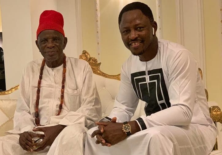 L-R: HRM Goldring Ugbome, the Igwe of Okpai kingdom and Rt. Hon. Friday Osanebi, Deputy Speaker, Delta Assembly