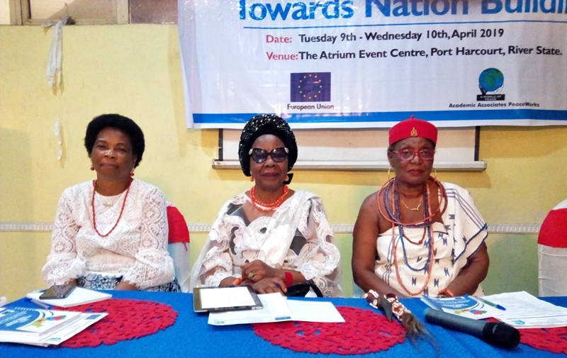 L-R: Amb. Nkoyo Toyo, Senator Stella Omu and HRM Obi Martha Dunkwu, Omu Anioma at the 12th Niger Delta Women Dialogue Roundtable