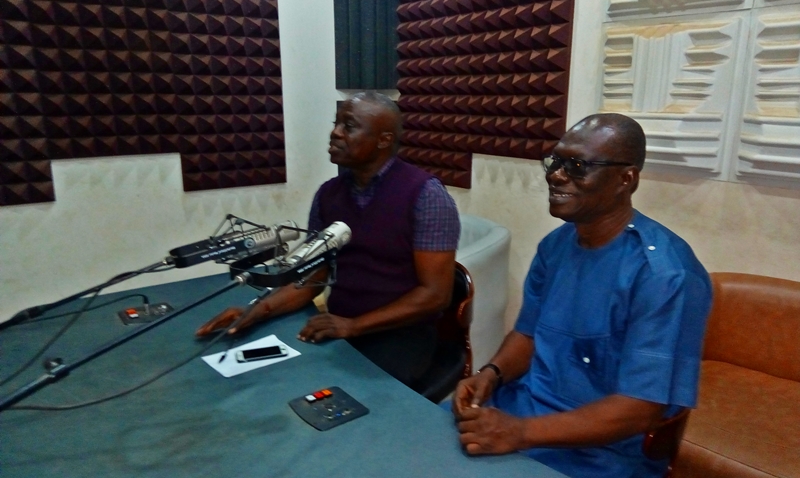 Comrade Ovuozourie Macaulay (right) Speaking During a Live Programme at Delta Broadcasting Service Radio, Asaba Anchored by Akpati Ogwude (right)