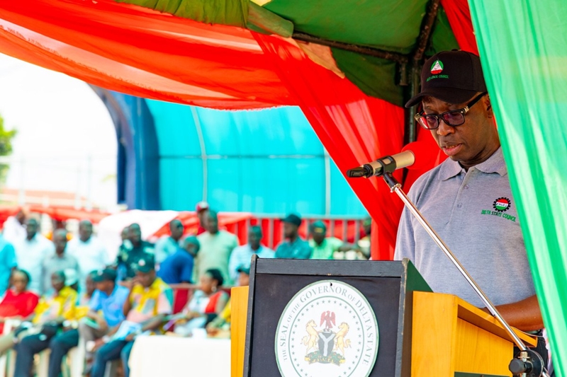 Delta State Governor, Senator Ifeanyi Okowa during 2019 Workers’ Day Celebration at St. Patrick’s College, Asaba