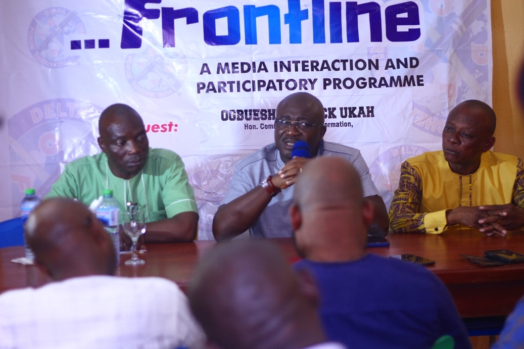 Chief Patrick Ukah, Delta State Commissioner for Information Speaking at FRONTLINE Programme of the Delta Online Publishers Forum (DOPF)