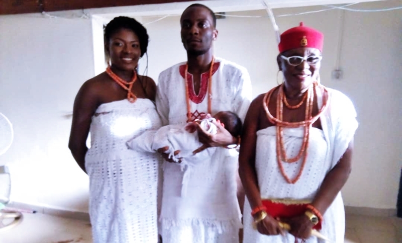 R-L: Omu Anioma, HRM Obi Martha Dunkwu, Mr. Afamefuna Nnebuisi Dunkwu-Okafor, and Wife