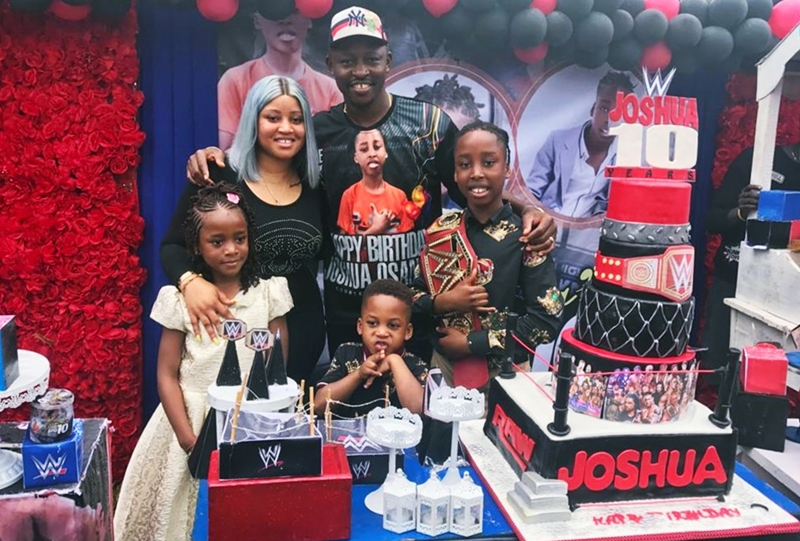BIRTHDAY: The Member Representing Ndokwa East, Delta State House of Assembly and former Deputy Speaker of the House, Rt Hon Friday Osanebi, his wife Ogechi, daughter, Jessy, sons Joshua and Jeffery at the 10th birthday celebration of his son Joshua in Beneku, Ndokwa East local government area.