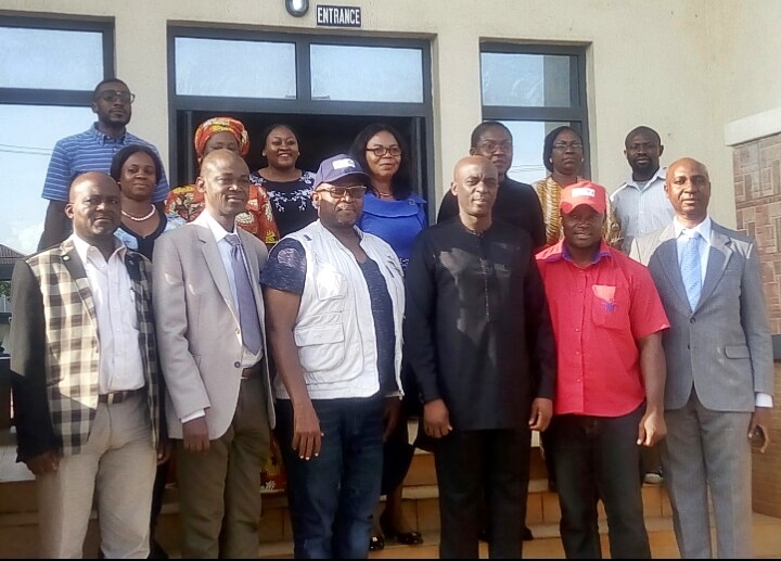 Delta SSG, Chiedu Ebie (3rd right) flanked by Officials of SFH in charge of LLINS distribution in Delta State