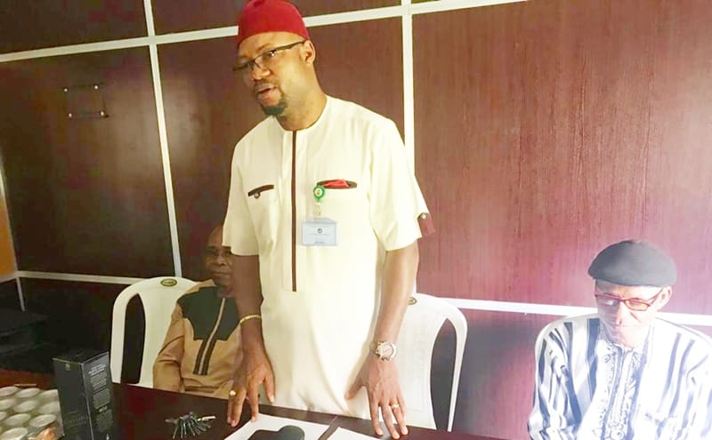 Hon Emeka Nwaobi Speaking To Constituents Working at the State Assembly