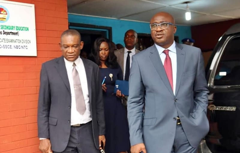 Delta Education Commissioner, Patrick Ukah on Inspection Tour to Examinations Department