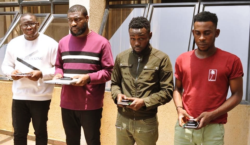 Osasu Fred Akioyamem, Ehis Ehizoghie Egheomwan, Chukwuemeka Chanimuya and Oris Karim Suspected Yahoo Boys Arrested by EFCC