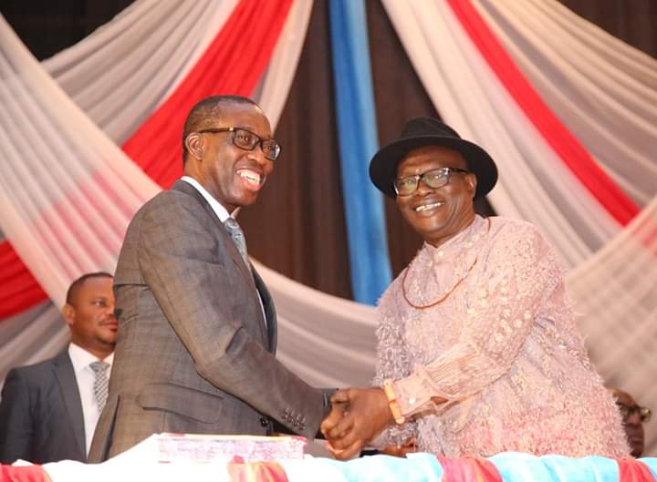 L-R: Governor Ifeanyi Okowa and Comrade (Chief) Ovuozourie Macaulay
