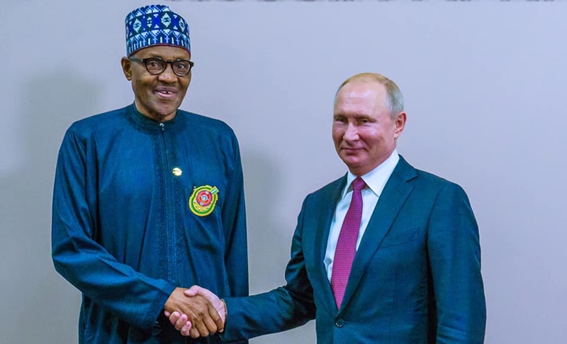 President Muhammadu Buhari and Russian President, Vladimir Putin at Russia-Africa Summit in Sochi, Russia