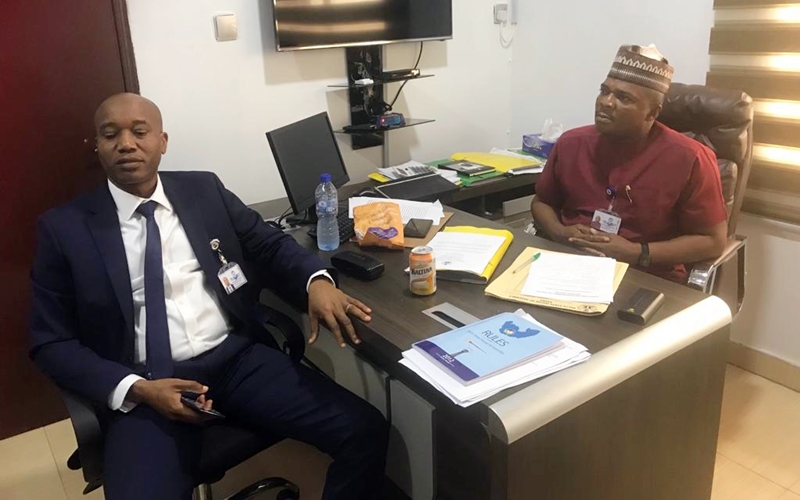 R-L: Pullah Ekpotuayerin, Chairman, House Committee on Environment, Oil and Gas and Hon. Fred Martins