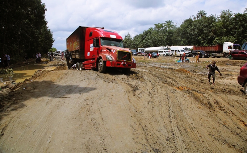 A section of Dilapidated Road along Warri-Benin Express Way