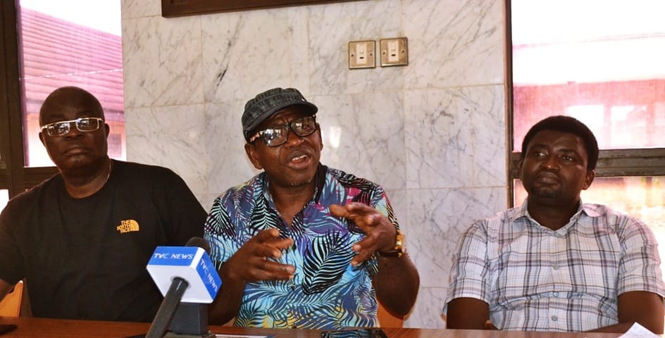 President, Historical Society of Nigeria, Prof. Okpeh, Ochai Okpeh (Middle), Vice President and Chairman, Planning Committee, Prof. Sam Aghalino (left) and Asst. Sec., Dr Dave Imbua (right)