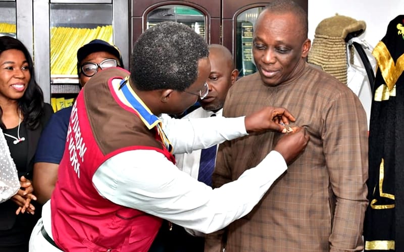 Delta Attorney-General, Barr Peter Mrakpor being decorated with Honorary Membership of Rotary Club International