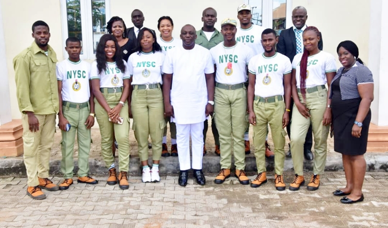 Delta Attorney-General, Barr Peter Mrakpor flanked by members of Delta NYSC Gender Vanguard and Charity CDS during a courtesy call to his Office