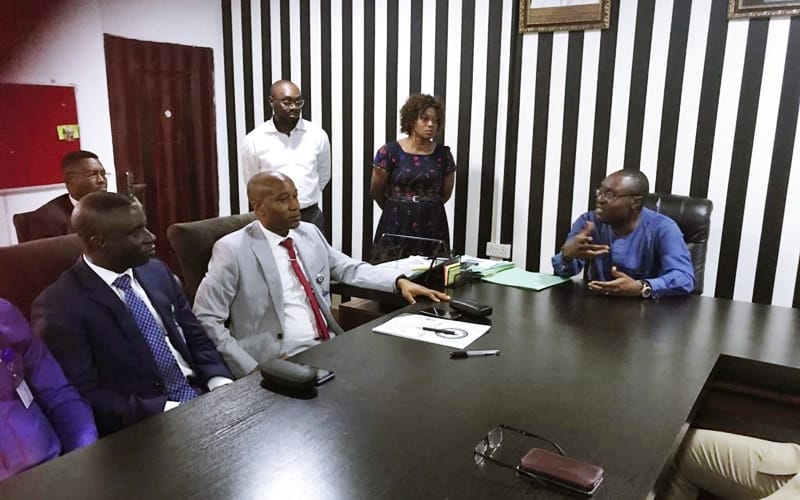R-L: Delta State Commissioner, Directorate of Youth Development, Comrade Ifeanyi Egwuyenga and Chairman, Delta Assembly House Committee on Youth and Sports Development, Hon Alfred Martins
