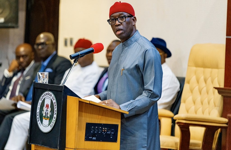 Delta Governor, Senator (Dr) Ifeanyi Okowa during the presentation of the 2020 Appropriation Bill by at the State House of Assembly in Asaba.
