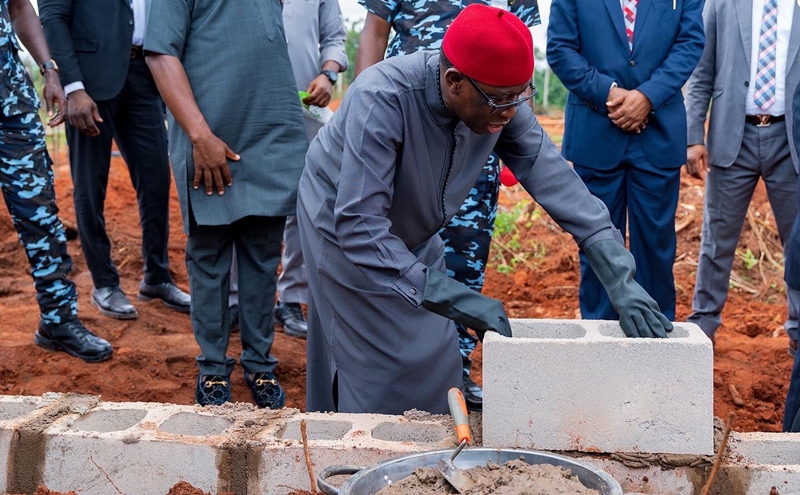 Okowa Lays Foundation for the Faculty of Law building at Margaret Lawrence University in Ute-Ogbeje