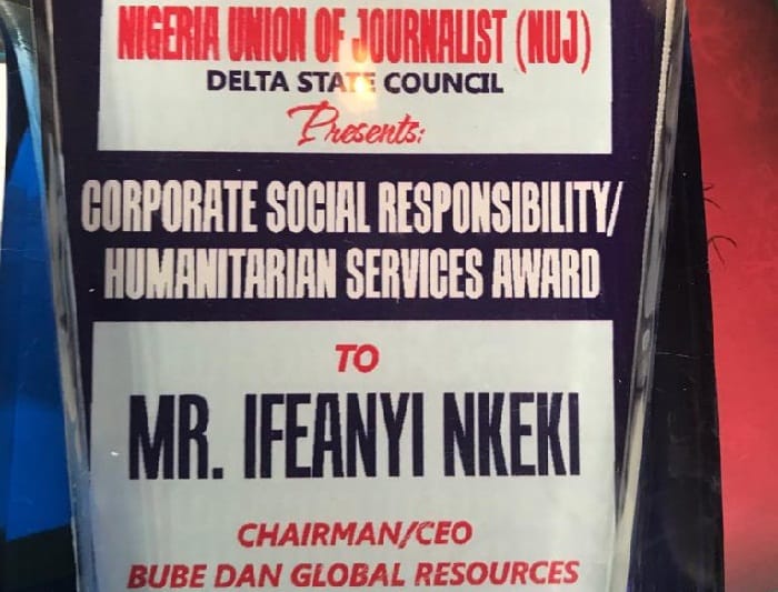 Bube Dan Global Resources Limited Bags Delta NUJ Award