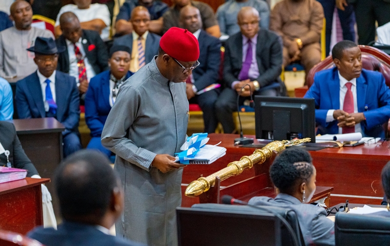 Delta Governor, Senator (Dr) Ifeanyi Okowa during the presentation of the 2020 Appropriation Bill by at the State House of Assembly, Asaba.