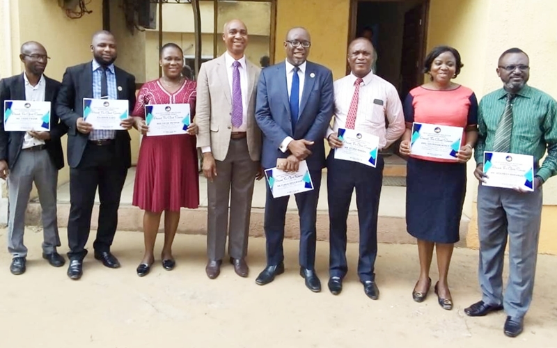 Executive Director, Delta State Primary Health Care Development Agency, Dr Winful-Orieke Jude (4th left) flanked by the awardees