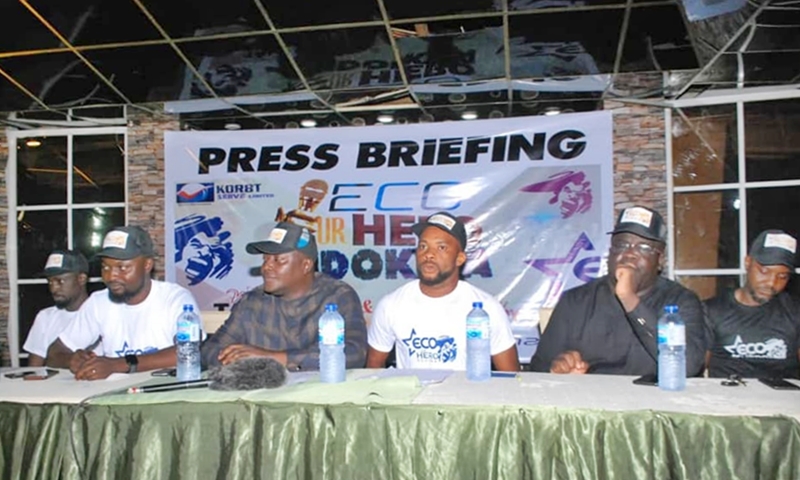 MD/CEO Kor8t Serve Limited, Mr Kelvin Ossai (3rd right) during the Press Briefing of Eco Ur Hero Ndokwa Talent Project