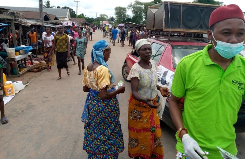 Women in Umuaja Market, Ukwuani Local Government Area, During the Deputy Speaker, Delta State House of Assembly, Rt. Hon Ochor Christopher Ochor Sensitisation program for Covid-19