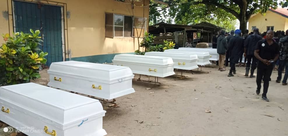 Caskets Bearing the Corpses of the Herdsmen Attack in Uwheru Kingdom