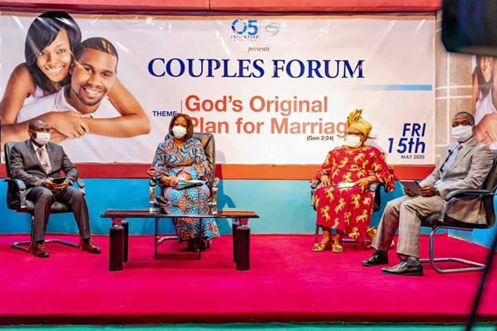 Dame Edith Okowa (2nd left), Pastor David Popoola of Living Faith Church, Asaba, Pastor Olutomi Sodeinde of Redeemed Christian Church of God, Asaba and Dr (Mrs) Augusta Ogbene, Coordinator of Christian Women Intercessors for All Nations (CWIFAN) at 2020 edition of Couples’ Forum