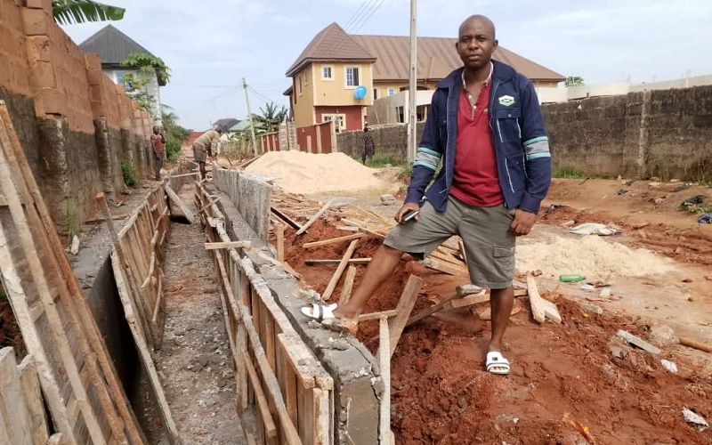 Dr. Sunday Okonji, philanthropist building 700 metres drainage in Okpanam Community in Delta State