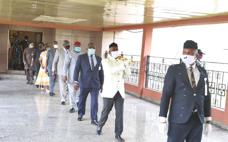 Delta Assembly Lawmakers Leaving the Legislative Chambers
